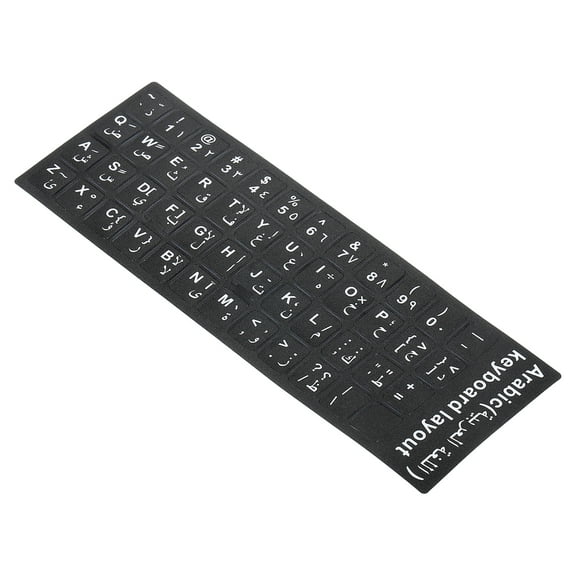 Uxcell Arabic Keyboard Layout Stickers Computer Replacement Cover Universal Black Background White Lettering, 2 Pack