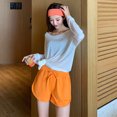 thumbnail image 4 of Pantalones cortos deportivos de cintura alta, pantalones cortos deportivos de pierna ancha ajustados informales para mujer, verano, 4 of 8