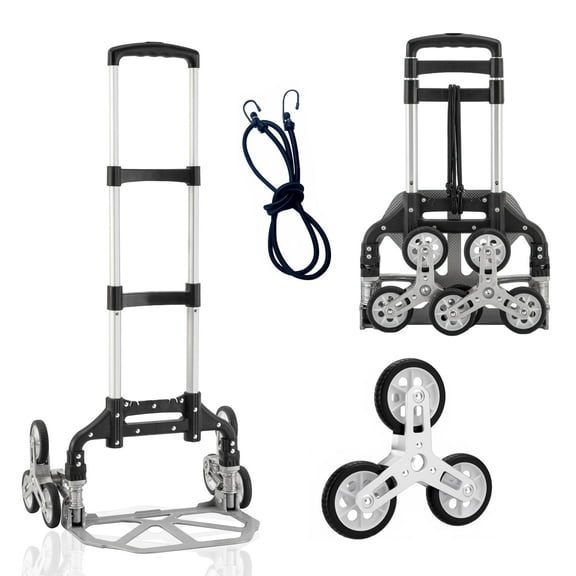 OUTMASTER Stair Climbing Cart 3-Wheel Foldable Hand Truck, Heavy Duty Steel Dolly with 380lbs Capacity for Stairs Moving