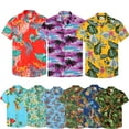 thumbnail image 4 of Flmei Mens Lapel Printed Shirt Hawaiian Flower Shirt Men Casual Short Sleeve Beach Blouses Tops for Summer M-3XL, 4 of 7