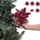 thumbnail image 1 of Arreglo de flores artificiales de Navidad | Flores rojas de tela de alta gama para centro de mesa de jarrón, decoraciones navideñas, 13,77 pulgadas, duraderas, fácil de instalar, exposición interior, 1 of 6