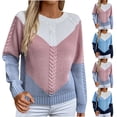 thumbnail image 1 of Sentmoon Fall Outfits Crew Neck Long Sleeve Color Block Tops for Women Plus Size Lightweight and Warm Loose Women Active Fall and Winter for Work Appropriate Sweater L, 1 of 5