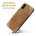 thumbnail image 3 of Case Yard Wooden Case Outside Soft TPU Silicone, Slim Fit Shockproof Wood Protective Phone Cover for Girls Boys Men and Women, Supports Wireless Charging Bohemian Flower Design case for iPhone-XS-Max, 3 of 7