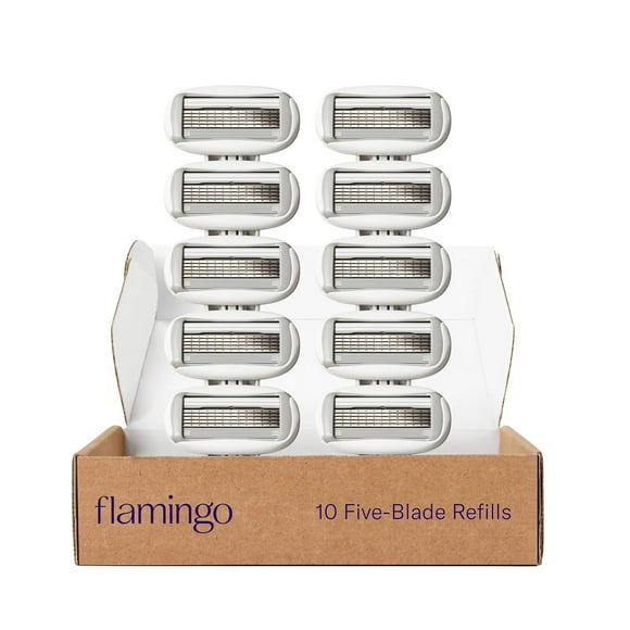 Flamingo Original Blades - Women's Razor Refill Pack for Comfortable Shaving - Aloe Vera & Shea Butter - Razor Head Replacements with 5 Sharp Blades - 10 Count
