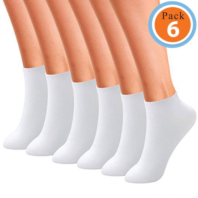 Women’s Cotton Ankle Athletic Socks 6 Pack Black Sports Socks - View #5