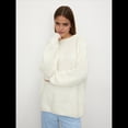 thumbnail image 4 of Suéter de Cuello Redondo para Mujer, Larga, Farol, Tejido , Holgado e Informal Crema L, 4 of 10