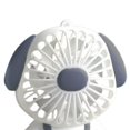 thumbnail image 2 of Mini ventilador de dibujos animados con carga USB, 2 velocidades, base antideslizante con cordón luminoso, ideal como regalo para estudiantes, diseño de perro gris., 2 of 5