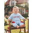 thumbnail image 6 of BemeyourBBs Newborn Baby Boy Girl Valentines Day Outfits Striped Plaid Romper Long Sleeve Crew Neck Heart Letters Embroidery Jumpsuit Cute Fall Winter Spring Clothes, 6 of 9