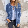 thumbnail image 1 of LOVZFMLL Vestes pour Femmes Veste Imprimée à Manches Longues avec Col Boutonné Haut, 1 of 8