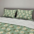thumbnail image 2 of Floral Vintage Comforter & Sham Bedding Set, Daisies on Polka Dots, 3 pcs Duvet Set Microfiber Filling Quilt, 5 Sizes, Pistachio Green Ivory, by Ambesonne, 2 of 4