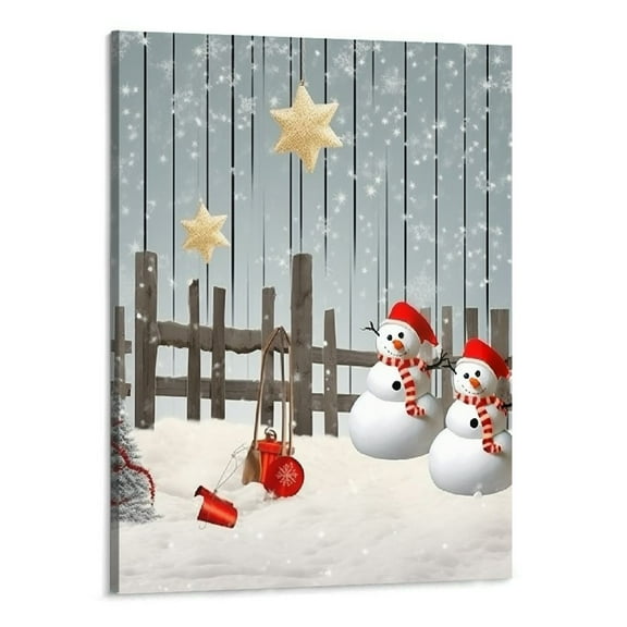 Shiartex Christmas Snowman Wall Art 16x20in Canvas Wall Art Picture for Living Room Bedroom 16x20in