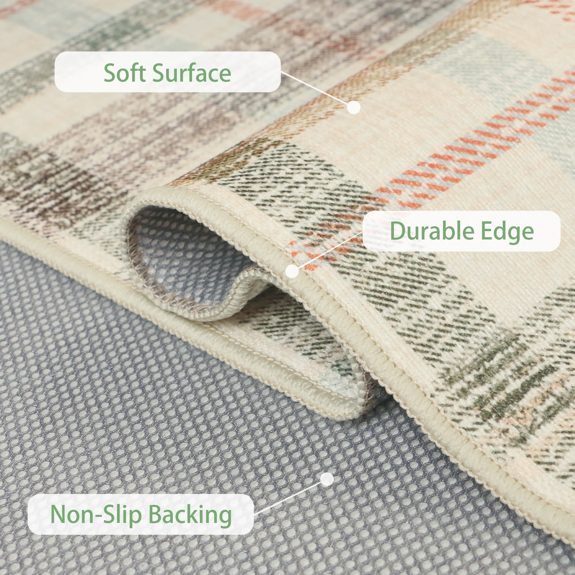 DEORAB Outdoor Rugs 5'X7' Chenille Patio Rug Three-Layer Material Imitation Silicone Spot Molding Camping Outside Rv Mat,Brown & Beige