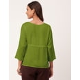 thumbnail image 3 of Moomaya Solid Tie-Up Tops For Women, Quarter Sleeves Round Neck Casual Viscose Top, 3 of 6