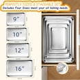 thumbnail image 3 of Baking Sheet Set of 4, Stainless Steel Cookie Sheets for Baking, 0.8mm Heavy Duty Nonstick Baking Pans, 9/10/12/16 Inch Baking Trays for Oven, Non Toxic & Mirror Finish & Easy Clean, 3 of 7
