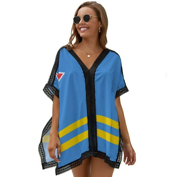 Flag of Aruba Women's Swimsuit Coverup Summer Beach Cover Up Bathing Suit Dress