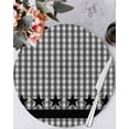 thumbnail image 2 of Round Placemats Set of 4 Black Stars Buffalo Plaid Place Mats Washable Woven Placemat White Checkered Circle Braided Table Mat for Kitchen Dining Table Party Home Decor 15 Inch, 2 of 8