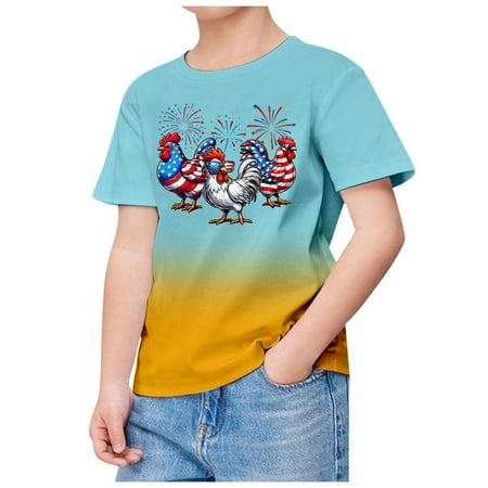 

Hbdhejl Toddler Boys Girls Shirts Shirts Teen Kids Short Sleeve Independence Day Prints T Shirt Child Tops Yellow 10-11 Years