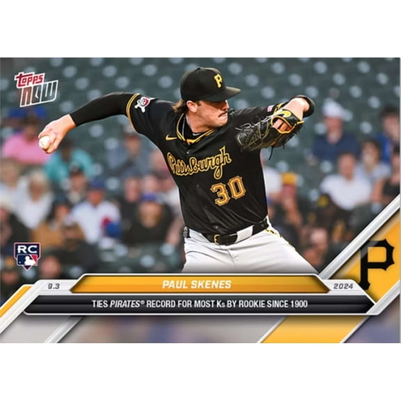 MLB 2024 NOW Baseball     Paul Skenes #645 (Rookie, Ties Pirates Record for Most Ks by Rookie Since 1990)