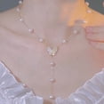 thumbnail image 3 of FORYULIK Collier à Perles Cloutées Femme Rétro Mode Tempérament Pendentif Nœud Chaîne de Clavicule Collier, 3 of 4