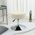 thumbnail image 4 of Furniliving Velvet Vanity Chair Modern Ottoman Round  Backless  Adjustable Makeup Stool , Beige, 4 of 7