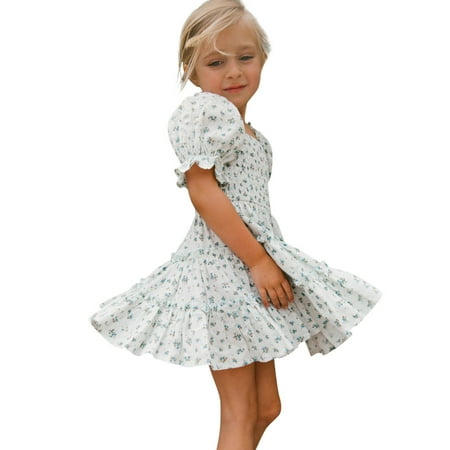 

Dresses Kids Clothes Little Dress Ruffle Baby Princess Short Sleeve Casual Floral Outfits Summer Girls Backless Girls Dress&Skirt Dress for Winter for Baby