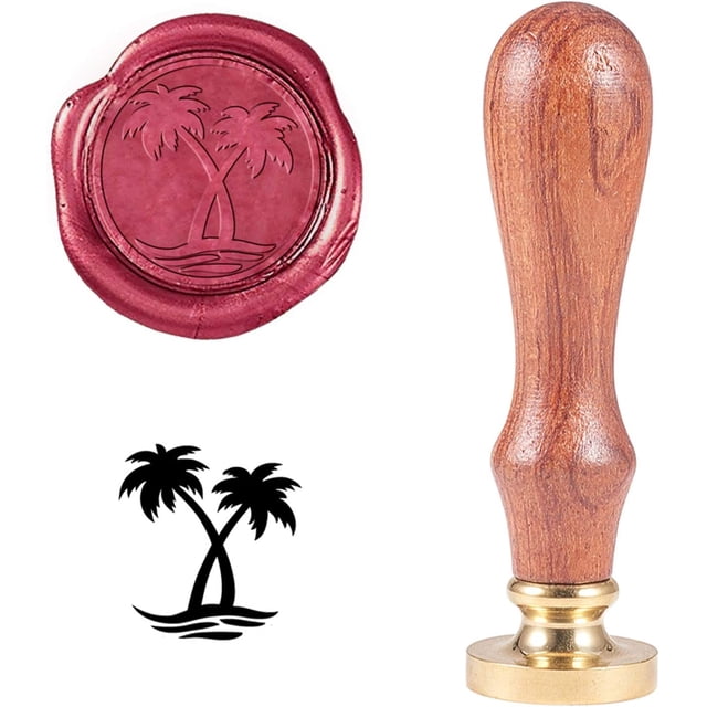 Sello de cera con forma de árbol de coco, sello de cera vintage retro para sellar plantas