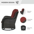 thumbnail image 2 of PARKWELL 2PCS Outdoor Swivel Gliders - Patio Wicker Bistro Furniture Set for Porch Balcony Backyard - Red Cushioned Swivel Rocking Chairs in Brown Wicker, 2 of 5