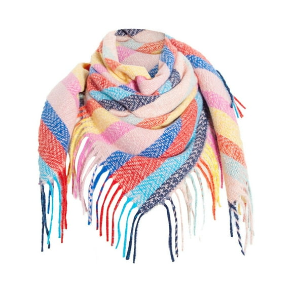 LIJCC Ladies Plaid Square Scarf Square Tassel Scarf Shawl Fashion Winter Women Colorful Scarf Casual Square Tassel Scarf Shawl
