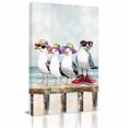 thumbnail image 2 of Canvas Wall Art Beach Seagull Canvas Art Print Nautical Watercolor Ocean Seagull with Sunglasses Sneakers Pictures Wall Decor for Living Room Artwork Decorations Framed Ready to Hang 12"x16", 2 of 9