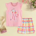 thumbnail image 2 of HCNTES Toddler Girl Summer Clothes 2T 3T 4T 5T Outfits Cotton Sleeveless Tank Tops Shorts Little Girl Clothing Set 4th of July Outfits for Girls, 2 of 8