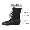 thumbnail image 4 of Vintage Mid Calf Combat Boots for Women with Middle Hollow out Strappy Flats Low Heel Gothic Short Dress Boots, 4 of 5