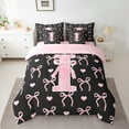thumbnail image 3 of Feelyou Cartoon Bow-tie Twin Bedding Sets 7-Piece, Initial Letter I Bedding Comforter Set, Kawaii Princess Sheet Sets, Microfiber Room Decor, 3 of 8