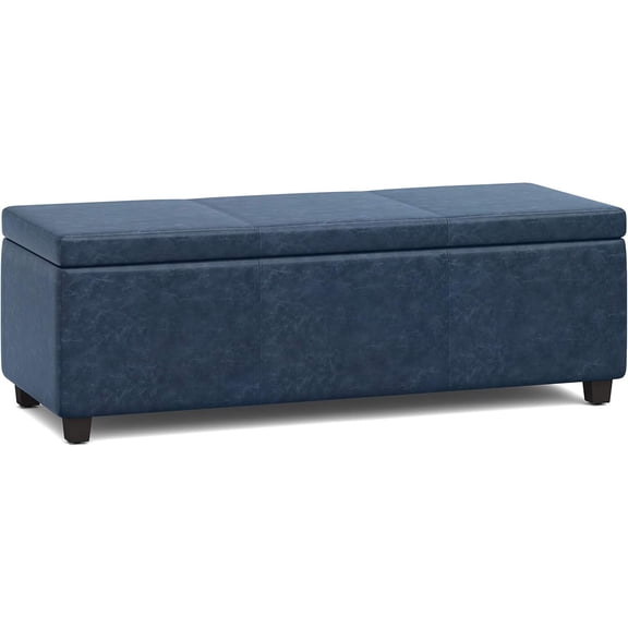 Homestock Rustic Romance Wide Rectangle Storage Ottoman Bench
