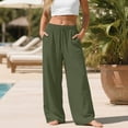thumbnail image 2 of Women's Plus Size Linen Pants, Drawstring Waist, Loose Casual Joggers, Breathable Summer Wide Leg, 2 of 9