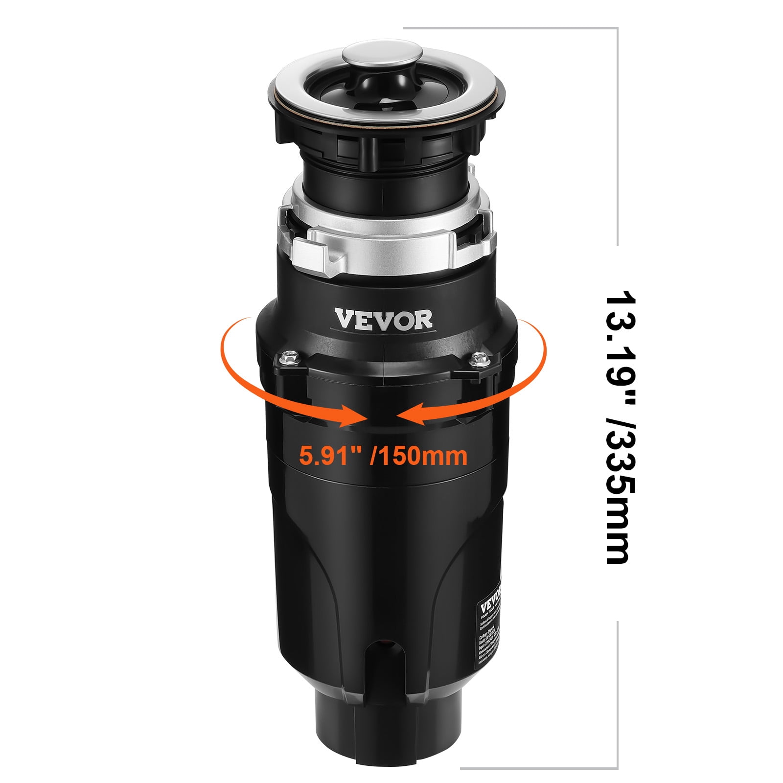 VEVOR Garbage Disposal, 1/2HP 3450RPM Continuous Feed Food Waste Disposer, EZ Connect Food Waste Grinding System with Power Cord & Splash Guard for Kitchen Sinks