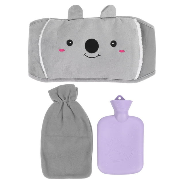 Bolsa de agua caliente de goma con funda para la cintura para aliviar los cólicos menstruales (morado)