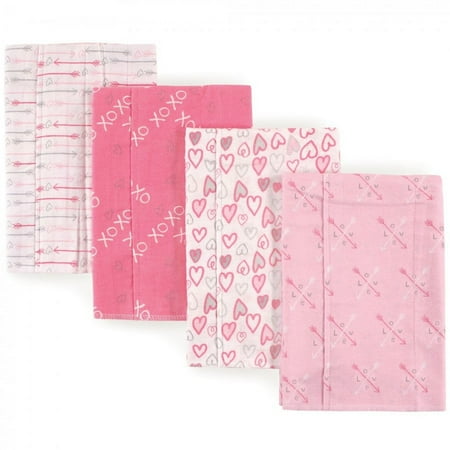 UPC: 0660168017106 | Luvable Friends Baby Girl Cotton Flannel Burp Cloths 4pk Love One Size