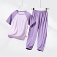 thumbnail image 4 of Amidoa Girls 2 Piece Outfits Summer Clothes Short Sleeve Cute T-Shirt and Casual Shorts Kids Clothing Sets Purple Size 3T, 4 of 7