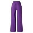 thumbnail image 3 of Aayomet Wide Leg Pants for Women Women Cotton Loose Wide Leg Pants High Waist Dress Pants for Women Business Casual Long,Purple S, 3 of 5