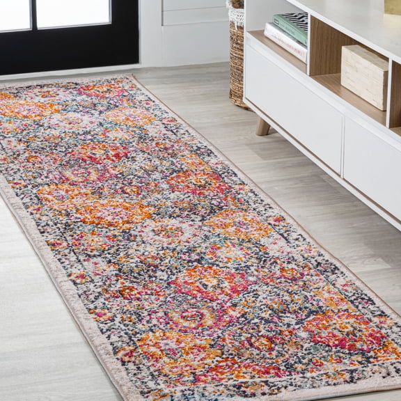 JONATHAN Y MODERN PERSIAN 2 x 8 Runner Rug, Boho Vintage Trellis - Ivory/Navy/Multi, MDP205C-28