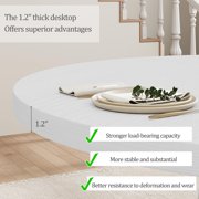 47 Inch Round Dining Table for 4-6 People, Modern Kitchen Table with Wooden Base, Circle Dinner Table for Dining Room, Kitchen and Living Room