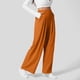 thumbnail image 4 of Pantalones de vestir de cintura alta y pierna ancha para mujer: cintura elástica, algodón y lino, bolsillos; pantalones informales de oficina., 4 of 7