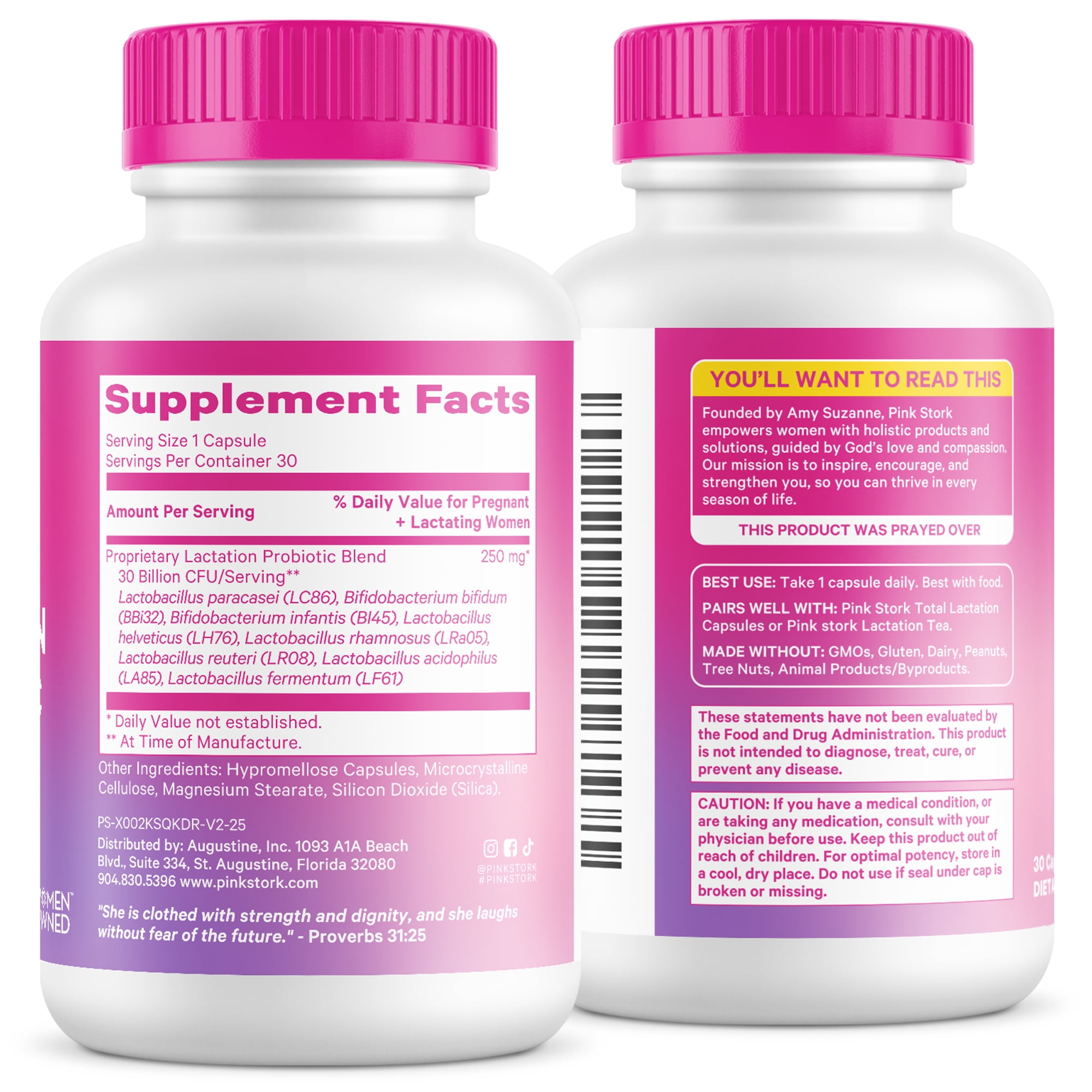 Pink Stork Total Lactation Probiotic: 10 Billion CFU, Breastfeeding, Women's Probiotic, 30 Capsules