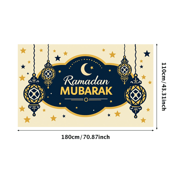 Ramadan Mubarak Lanterns Moon Stars Banner Celebration Decor Background Party Supplies Backdrop Ramadan Kareem Event Decorations Festive Props