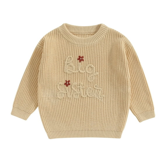 BemeyourBBs Big Sister Little Sister Matching Outfits Toddler Baby Girl Chunky Sweater Warm Sweatshirt Knit Fall Winter Clothes