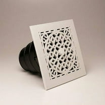1'x1' White Plastic Antique Style Air Vent with Damper and 6",7"8" Collar