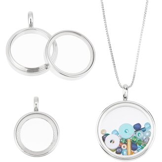 Real 925 Gold Plated Sterling Silver Floating Charm – Clear CZ Crystal Round 4mm