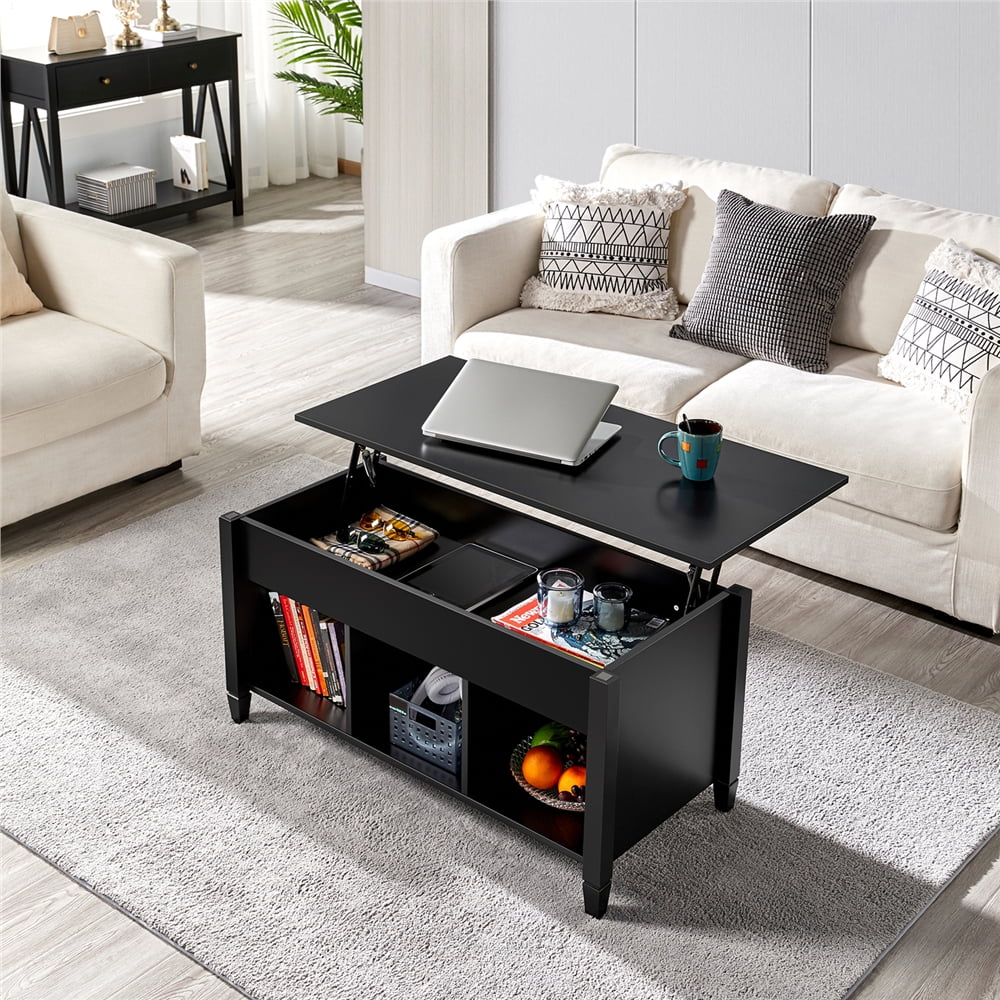 Easyfashion Minimalist Wooden Lift Top Coffee Table w/ Hidden