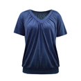 thumbnail image 5 of Womens Fashion Summer Tops 2025 Plus Size Solid Color Causal V-Neck Blouse Short Sleeve T-Shirt Tops, 5 of 7