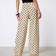 thumbnail image 4 of Women's Polka Dots Straight Leg Jeans Vintage Denim Pants Color Beige Size L, 4 of 6